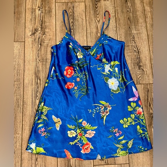 Jones New York Blue with Floral Design Slipdress/Nightgown size large - Picture 1 of 8